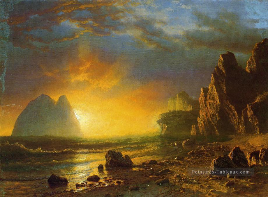 Coucher de soleil sur la côte Albert Bierstadt Peintures à l'huile